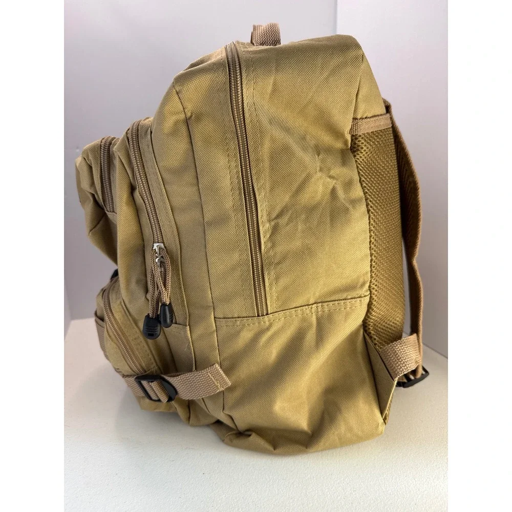 NRA Tactical Backpack Coyote Tan Canvas Multi-Pocket Outdoor Range Bag Mens